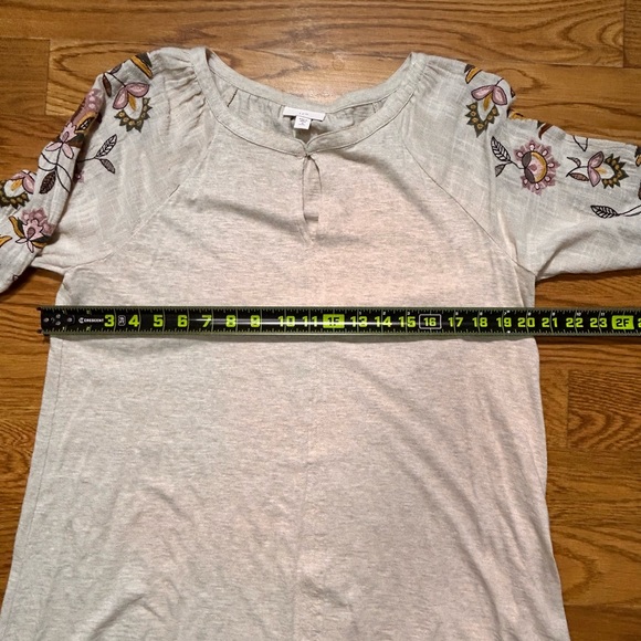 J. Jill Embroidered Sleeve‎ Tunic Beige Size Large - Picture 5 of 9